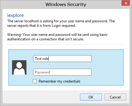 Setting up usage web-access - entering user name and password