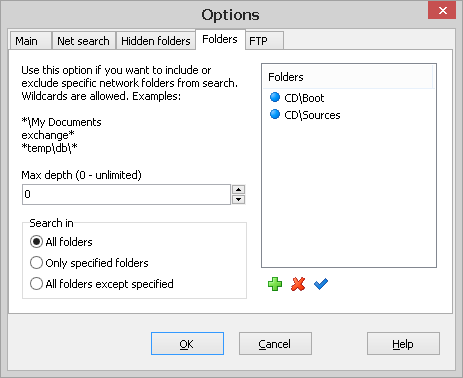 Folders configuration tab