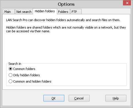 Hidden folders settings tab