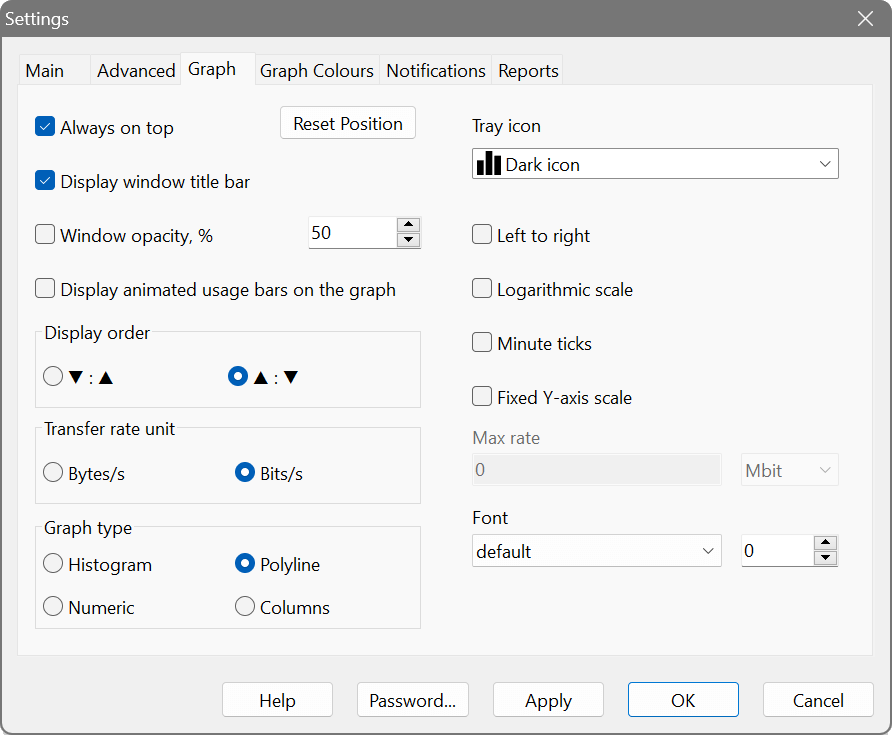 Graph settings