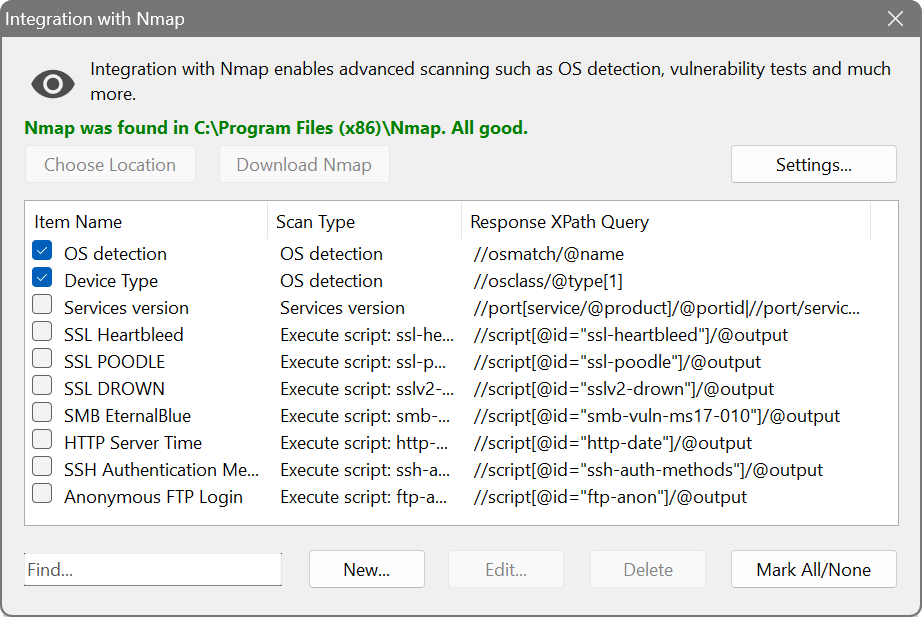 Integration with Nmap