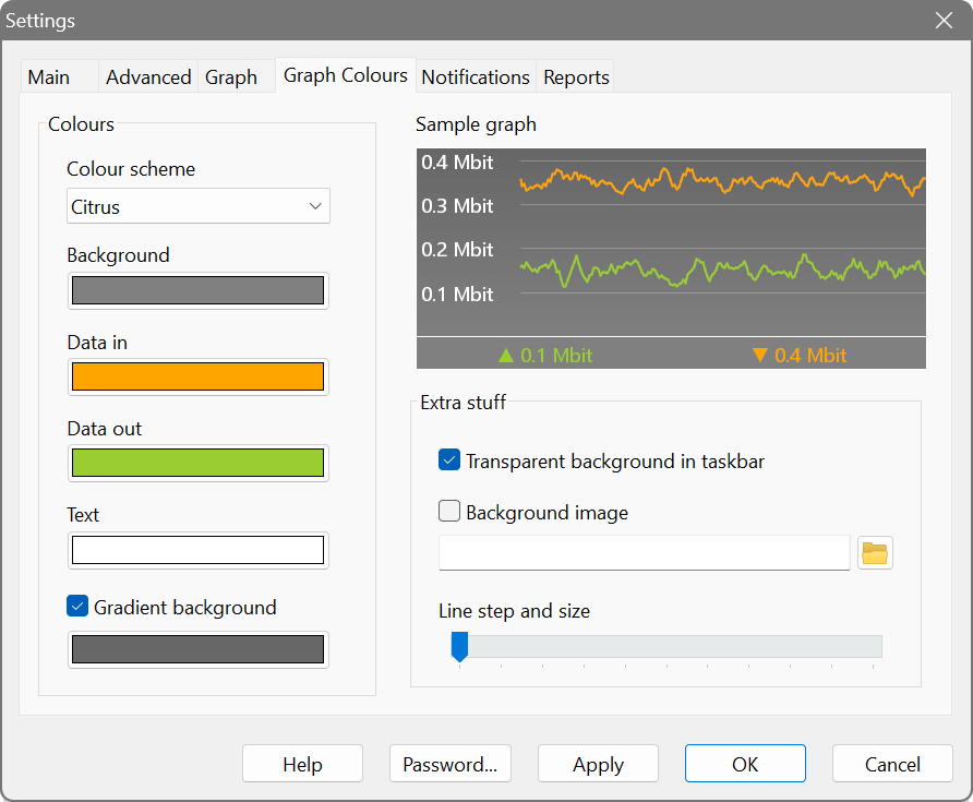 NetWorx settings