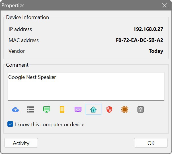 Evaluating devices found by the scan