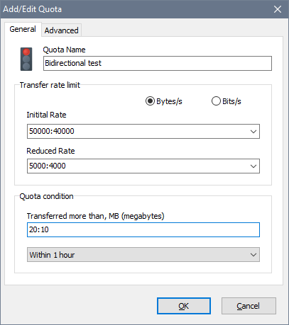 Add/Edit Quota window - General tab