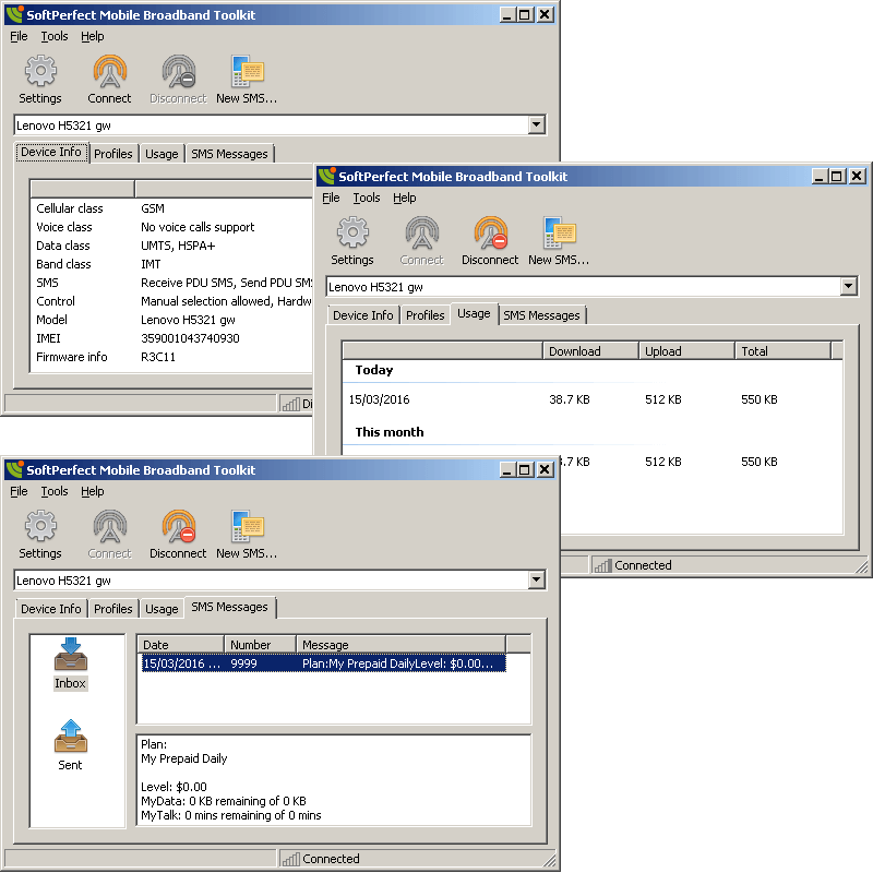 SoftPerfect Mobile Broadband Toolkit screenshot