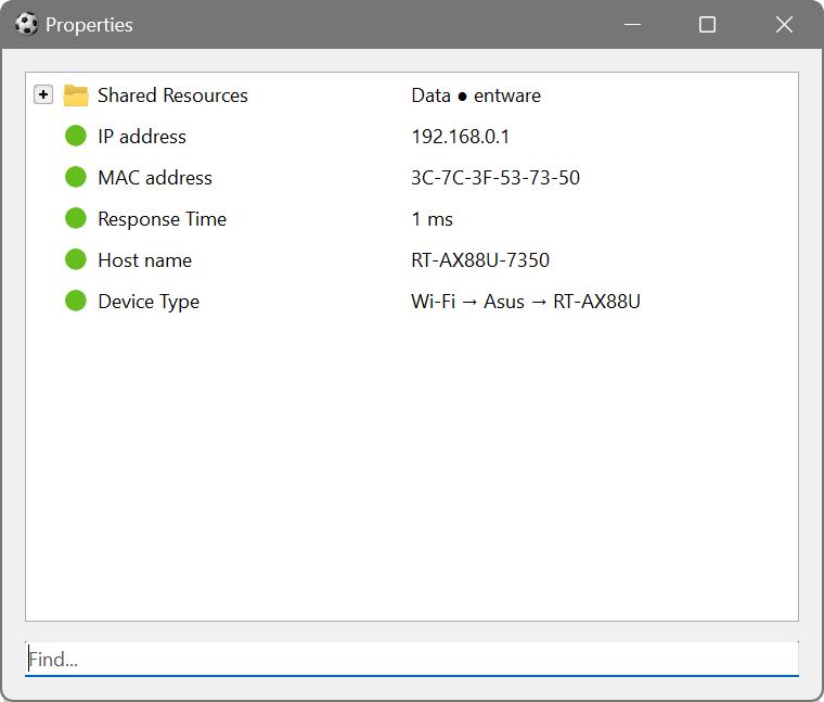 Device Properties dialog