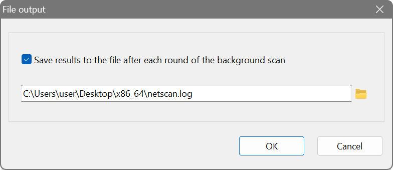 File output dialog