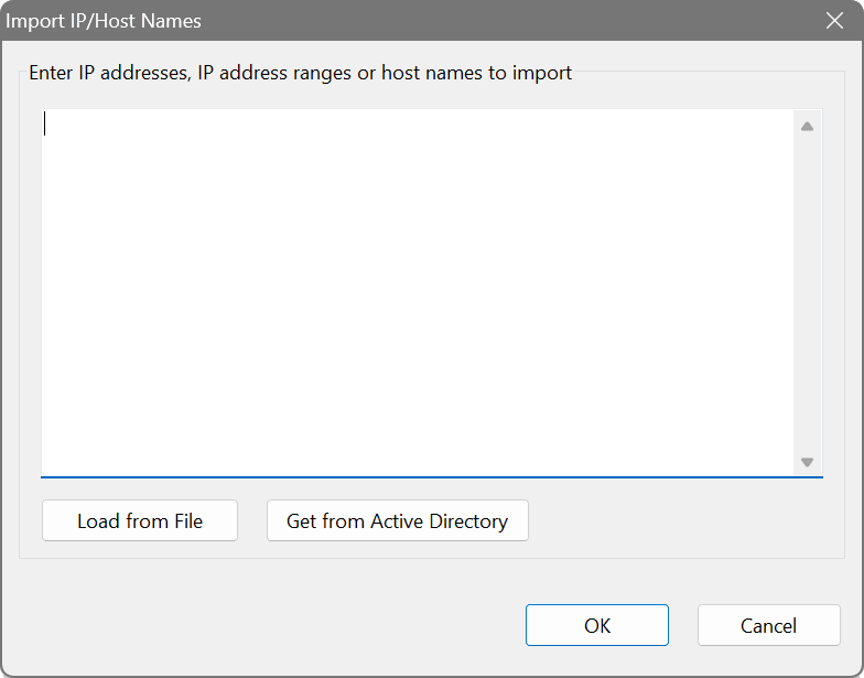 Import IP/Host Names dialog