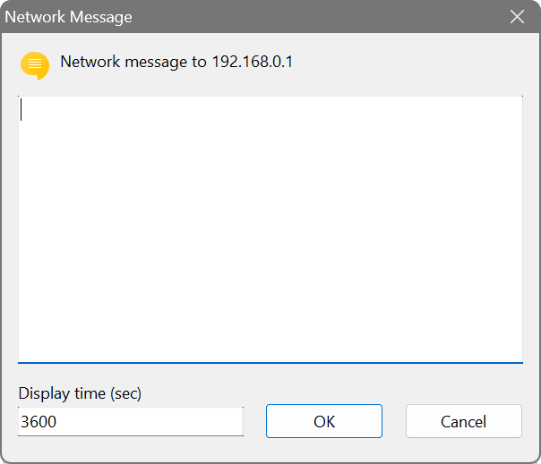 Network Message dialog
