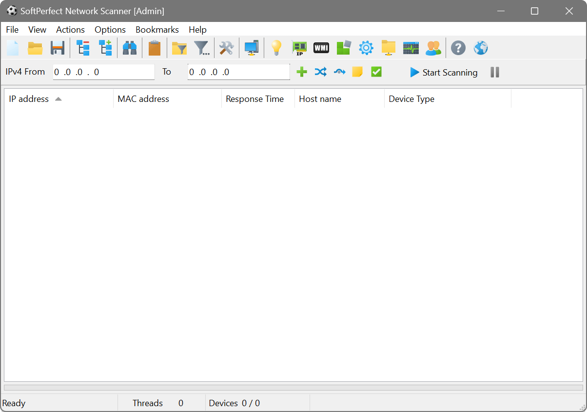 SoftPerfect Network Scanner - Main window