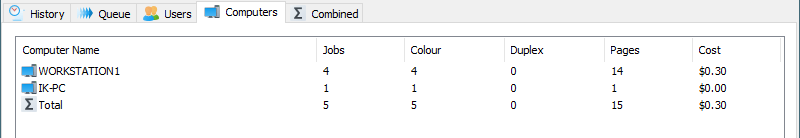 Print Inspector main window, Computers tab