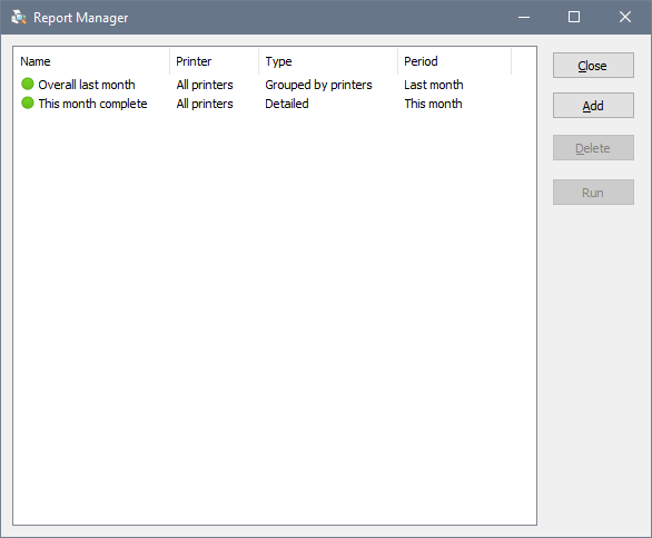 Report Manager window