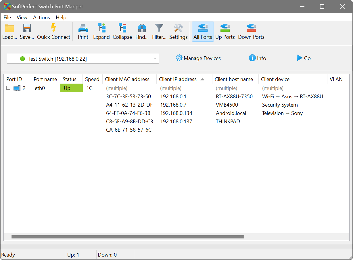 SoftPerfect Switch Port Mapper screenshot