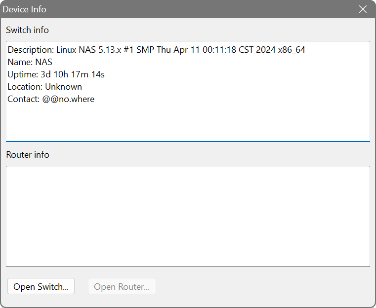 SoftPerfect Switch Port Mapper - Device Info