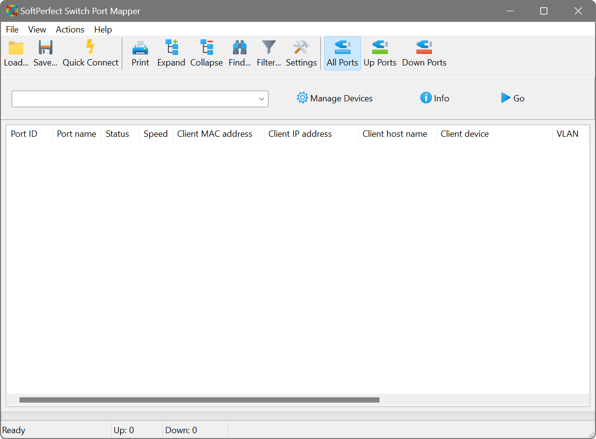 SoftPerfect Switch Port Mapper - Main window