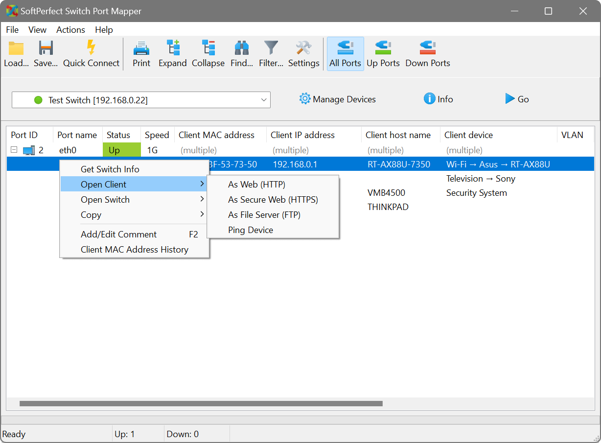 SoftPerfect Switch Port Mapper - Third-party applications