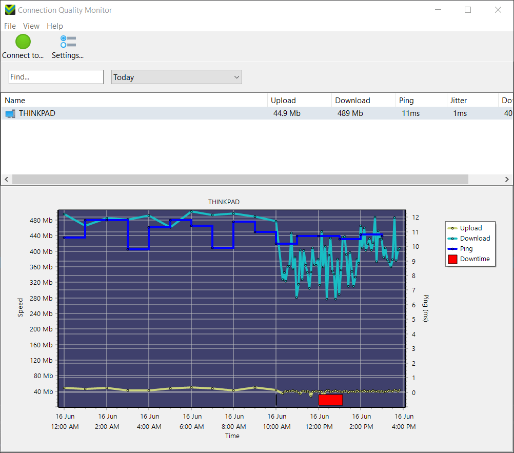 Connection Quality Monitor, main window