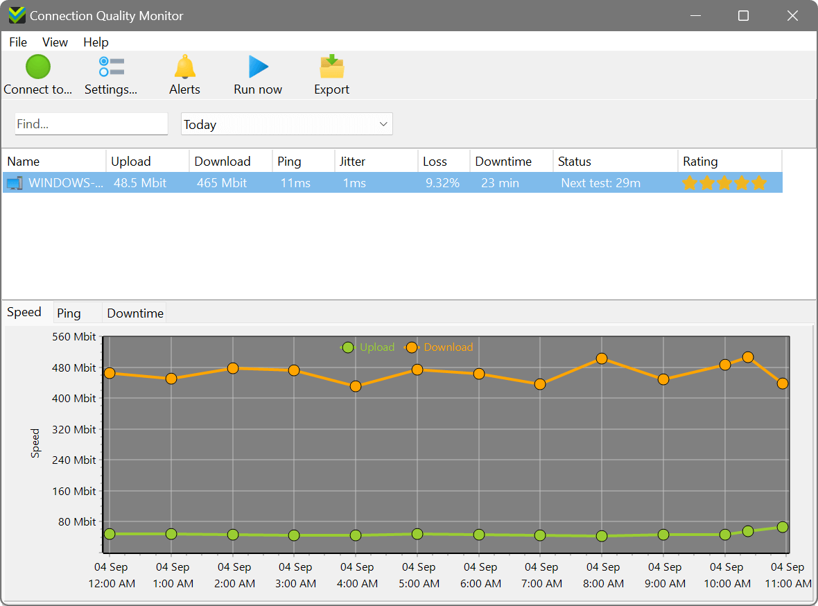 Connection Quality Monitor, main window