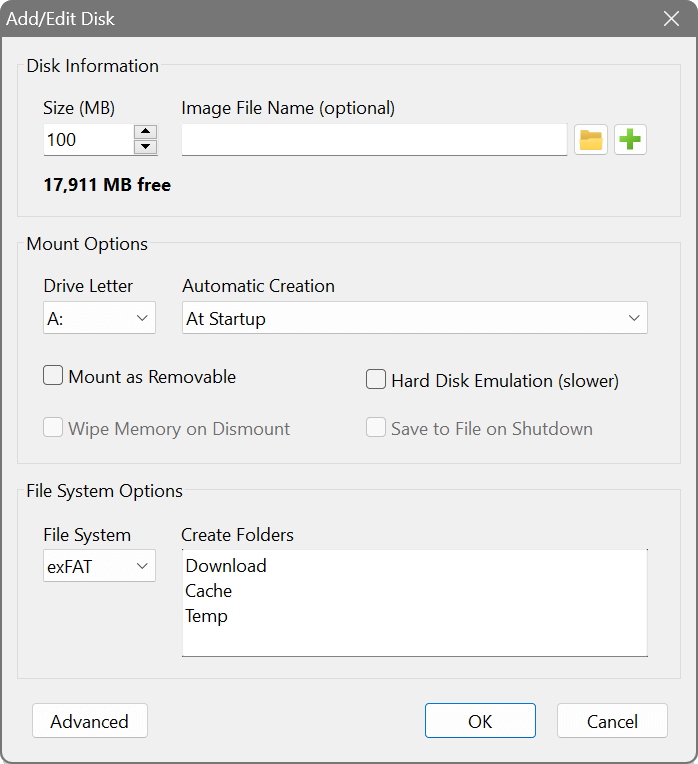 Adding a new RAM disk