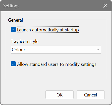 The Settings window