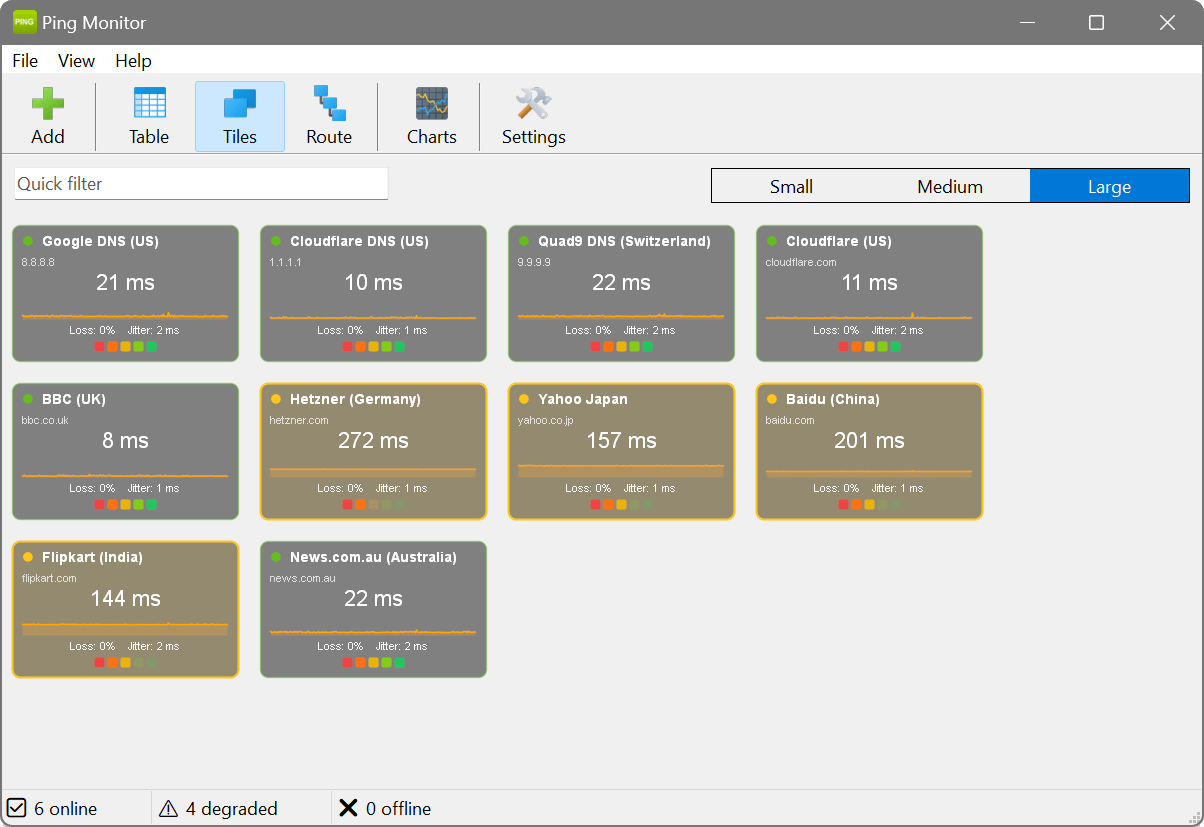 Ping Monitor tile view